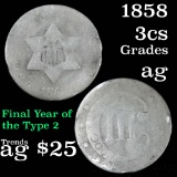 1858 3 Cent Silver 3cs Grades ag
