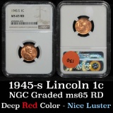 NGC 1945-s Lincoln Cent 1c Graded ms65 RD by NGC