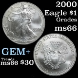 2000 Silver Eagle Dollar $1 Grades GEM+ Unc