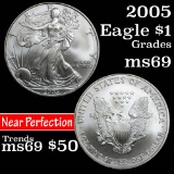 2005 Silver Eagle Dollar $1 Grades ms69