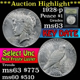 ***Auction Highlight*** 1928-p Peace Dollar $1 Graded Select Unc By USCG (fc)