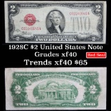 1928C $2 Red Seal United States Note Grades xf