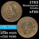 1783 Washington Unity Washington Quarter 1c Grades xf