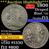 ***Auction Highlight*** 1806 Small 6 With Stems Draped Bust Half Cent 1/2c Grades f+ (fc)