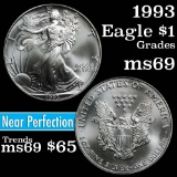 1993 Silver Eagle Dollar $1 Grades ms69