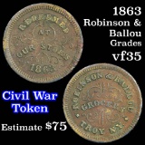 1863 Robinson & Ballou Civil War Token 1c Grades vf++
