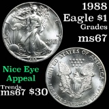 1988 Silver Eagle Dollar $1 Grades GEM++ Unc