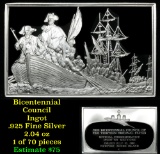 Bicentennial Council 13 orig States Ingot #61, Rochambeau Reaches Newport- 1.84 oz silver