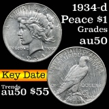 1934-d Peace Dollar $1 Grades AU, Almost Unc