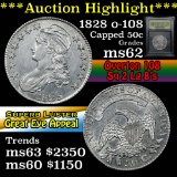 *Auction Highlight* 1828, o-108, Sq 2, Lg 8's Capped Bust Half Dollar 50c Graded Select Unc By USCG