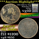 ***Auction Highlight*** 1794 Flowing Hair large cent 1c Graded vg+ By USCG (fc)
