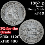 1857-p Seated Liberty Half Dime 1/2 10c Grades xf+