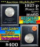 1927-p REDFIELD Hoard Peace Dollar $1 Grades BU