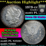 ***Auction Highlight*** 1878-cc Morgan Dollar $1 Graded GEM Unc PL By USCG (fc)