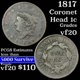 1817 Coronet Head Large Cent 1c Grades vf, very fine