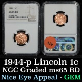 NGC 1944-p Lincoln Cent 1c Graded ms65 RD by NGC