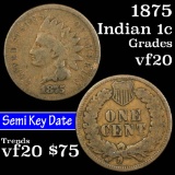 1875 Indian Cent 1c Grades vf, very fine
