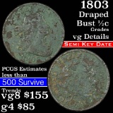 1803 Draped Bust Half Cent 1/2c Grades vg details