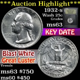 ***Auction Highlight*** 1932-s Washington Quarter 25c Graded Select Unc By USCG (fc)