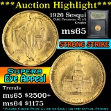 ***Auction Highlight*** 1926 Sesqui Gold Commemorative $2 1/2 Graded GEM Unc By USCG (fc)