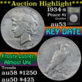 ***Auction Highlight*** 1934-s Peace Dollar $1 Graded Select AU By USCG (fc)