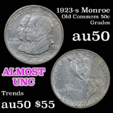 1923-s Monroe Old Commem Half Dollar 50c Grades AU, Almost Unc