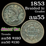 1853 Braided Hair Large Cent 1c Grades Choice AU