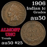 1906 Indian Cent 1c Grades AU, Almost Unc