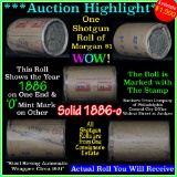 ***Auction Highlight*** Solid date Shotgun Roll of 1886-o Morgan Dollars, Average circ (fc)