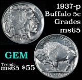 1937-p Buffalo Nickel 5c Grades GEM Unc