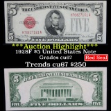 ***Auction Highlight*** 1928F $5 Red Seal United States Note Grades Gem++ CU (fc)
