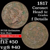 1817 Coronet Head Large Cent 1c Grades f details