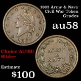 1863 Army & Navy Civil War Token 1c Grades Choice AU/BU Slider