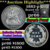 ***Auction Highlight*** 1882-p Seated Liberty Dime 10c Graded GEM+ Proof By USCG (fc)