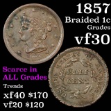 1857 Braided Hair Half Cent 1/2c Grades vf++