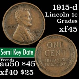 1915-d Lincoln Cent 1c Grades xf+