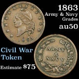 1863 Army & Navy Civil War Token 1c Grades AU, Almost Unc