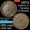 1873 Closed 3 Indian Cent 1c Grades xf details