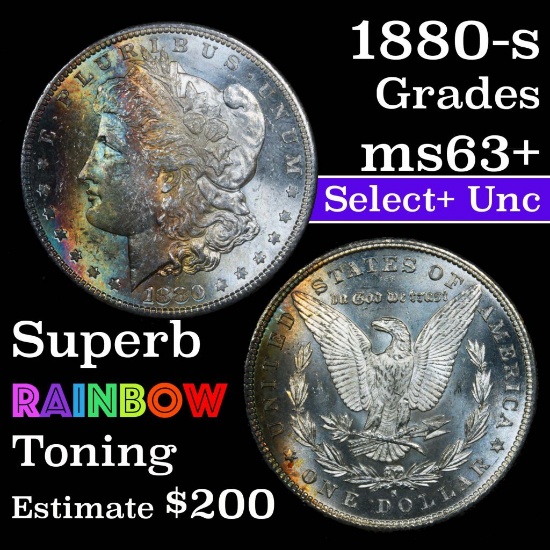 1880-s Rainbow Toned Morgan Dollar $1 Grades Select+ Unc