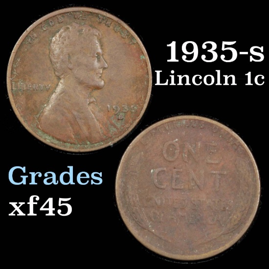 1935-s Lincoln Cent 1c Grades xf+