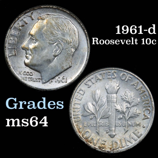 1961-d Roosevelt Dime 10c Grades Choice Unc