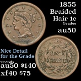 1855 Braided Hair Large Cent 1c Grades Choice AU