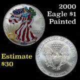 Hand Enameled Authentic Silver Eagle date 2000, 1oz .99 fine silver Silver Eagle Dollar $1