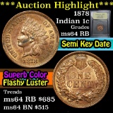 ***Auction Highlight*** 1878 Indian Cent 1c Graded Choice Unc RB by USCG (fc)
