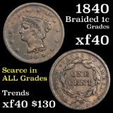 1840 Braided Hair Large Cent 1c Grades xf