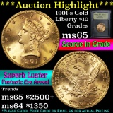***Auction Highlight*** 1901-s Gold Liberty Eagle $10 Graded GEM Unc By USCG (fc)