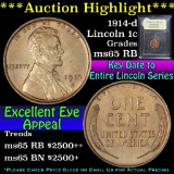 ***Auction Highlight*** 1914-d Lincoln Cent 1c Graded GEM Unc RB By USCG (fc)