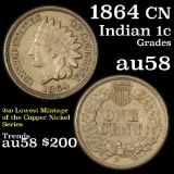 1864 CN Indian Cent 1c Grades Choice AU/BU Slider