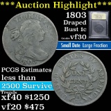 ***Auction Highlight*** 1803 Draped Bust Large Cent 1c Graded vf++ by USCG (fc)