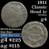 1811 Classic Head Large Cent 1c Grades g, good